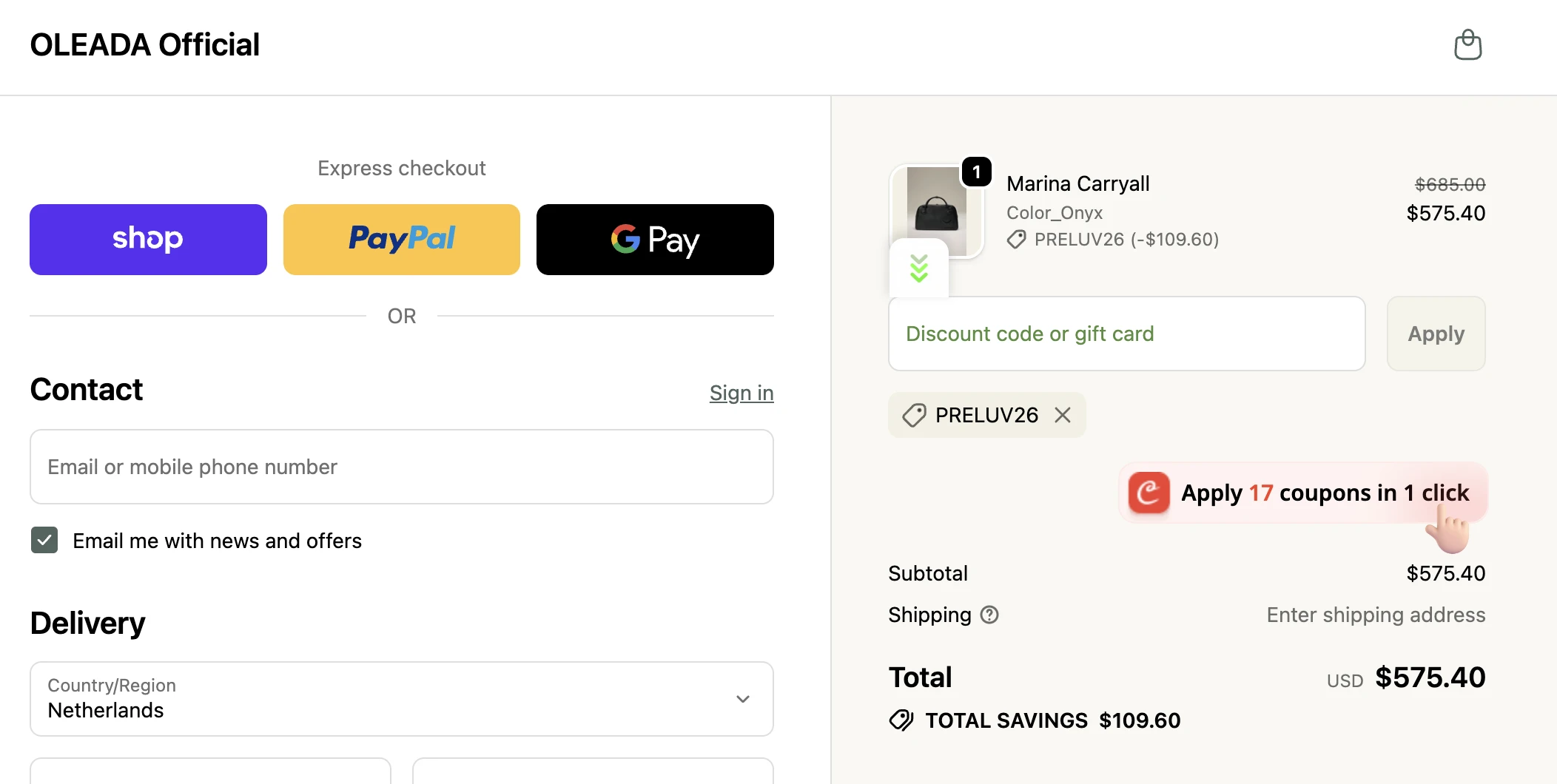 Use Discount Code PRELUV26 for 16% OFF Sitewide at Oleada NYC